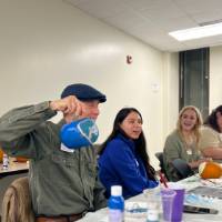 blue painted pumpkin